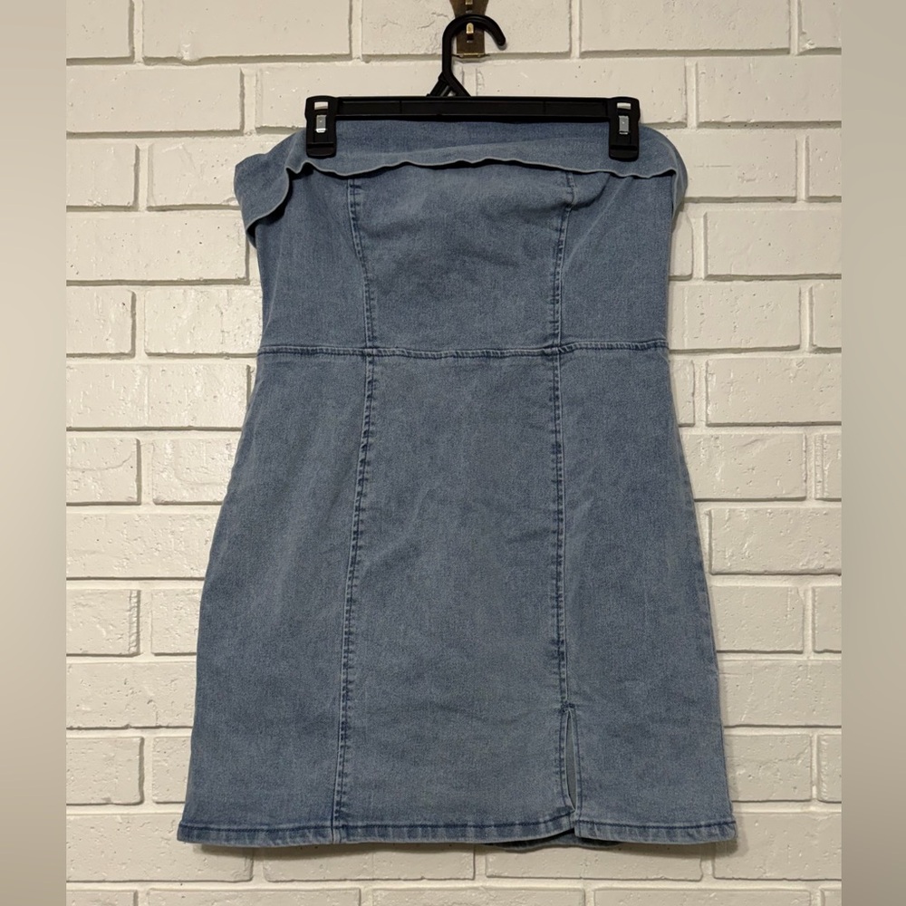 SHEIN BAE Strapless Denim Mini Dress Size L New With Tags